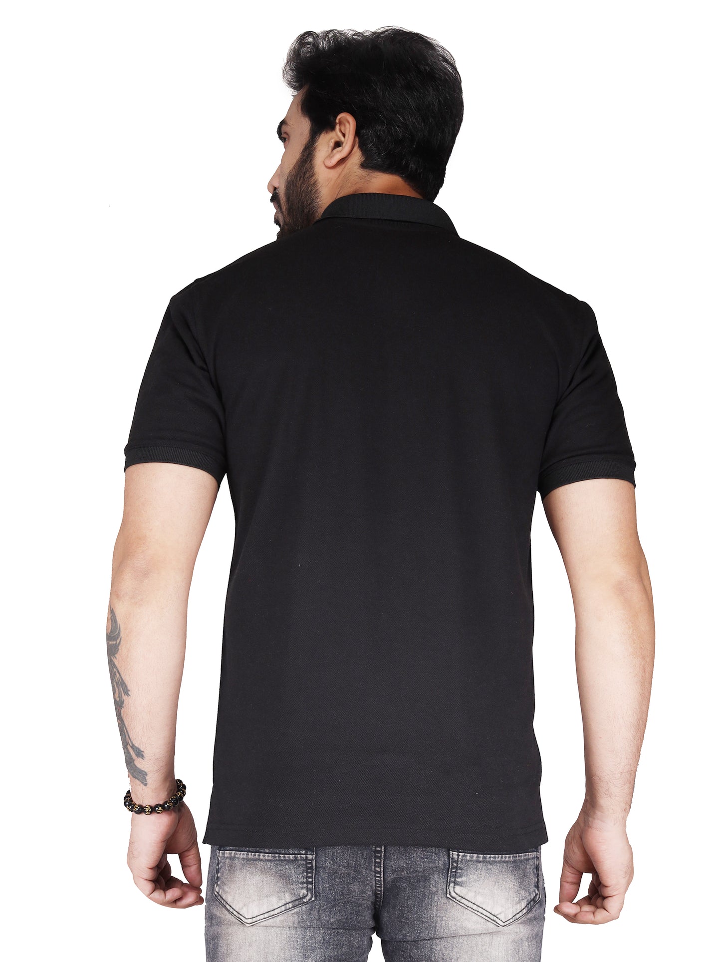 Biker's Garage Men's White Polo T-Shirt with Royal Biker Graphic – Stylish Cotton Casual Tee