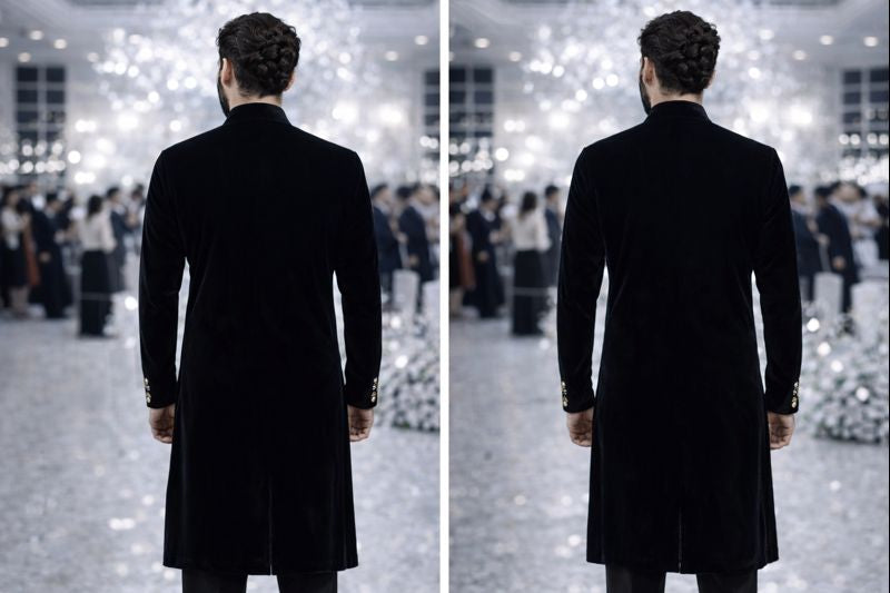 Black Velvet Embroidered Indo-Western for Men | Premium Groom & Partywear Sherwani Coat Pant Set