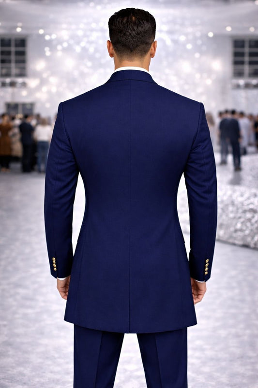 Men's Navy Blue Designer Tuxedo Suit with Hand Embellished Bead Work | Premium Wedding & Party Wear Coat Pant