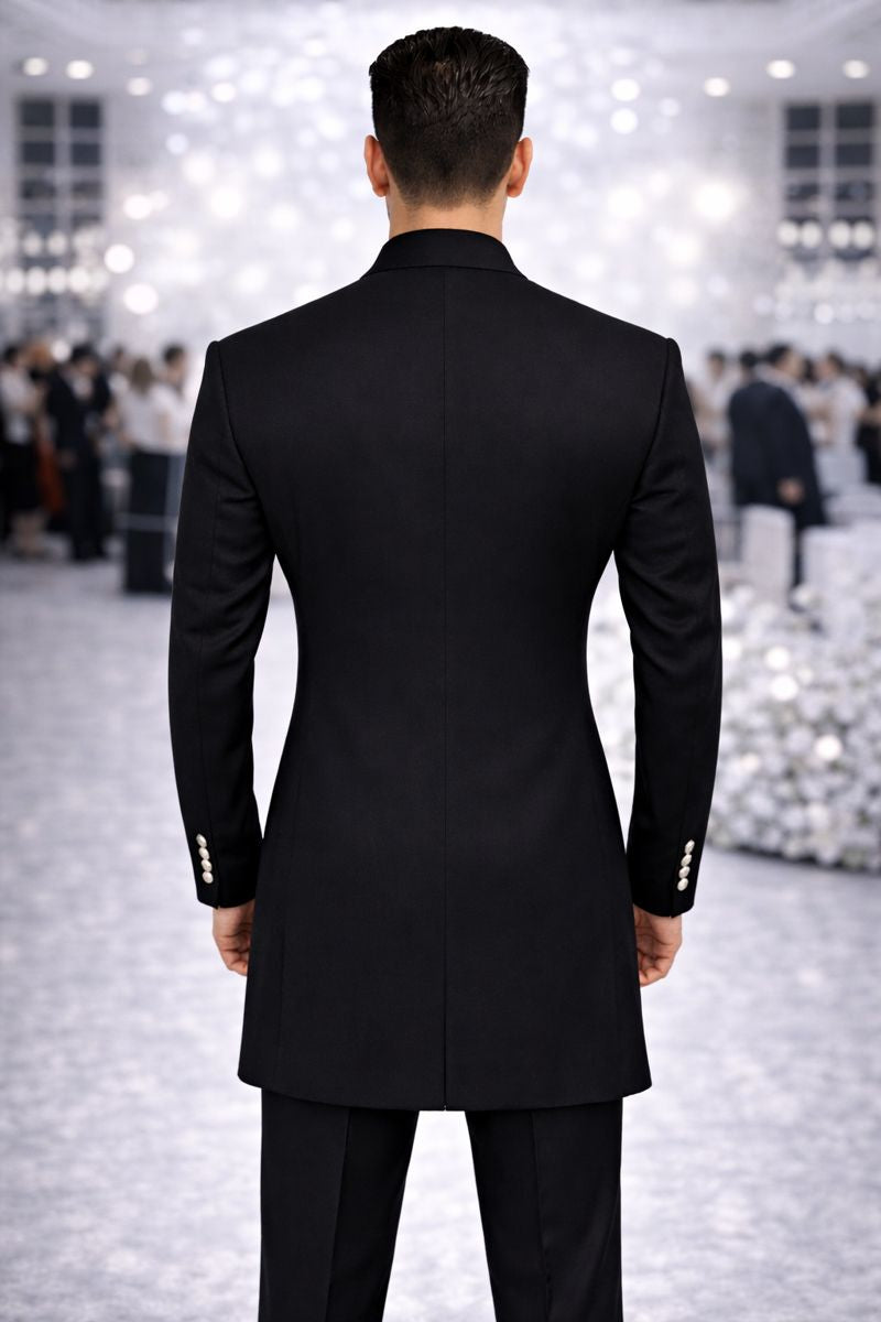 Black Luxury Embellished Tuxedo Blazer for Men with Satin Shawl Lapel | Designer Party & Wedding Wear