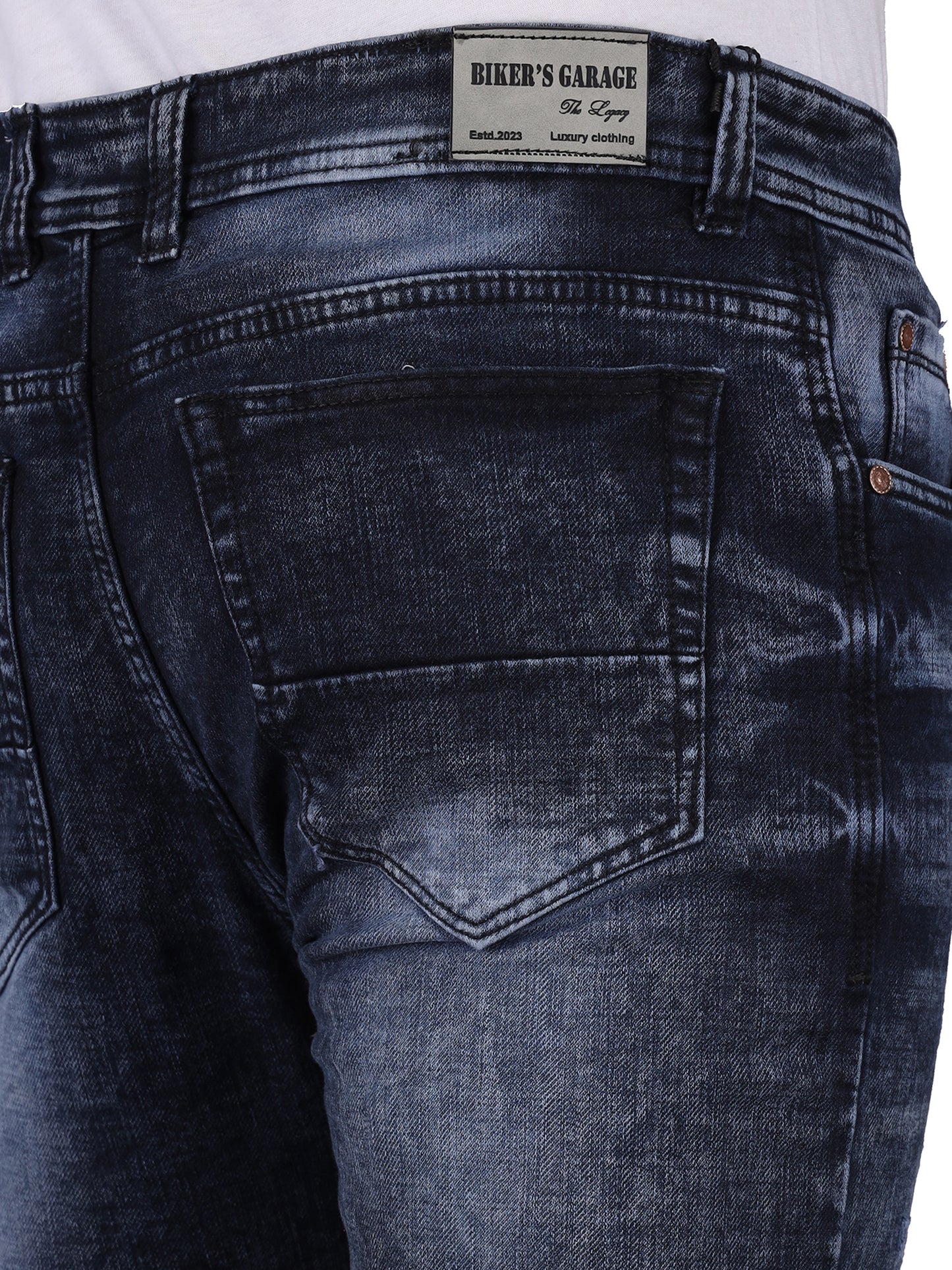 Biker's Garage Men Acid Wash Custom Jeans