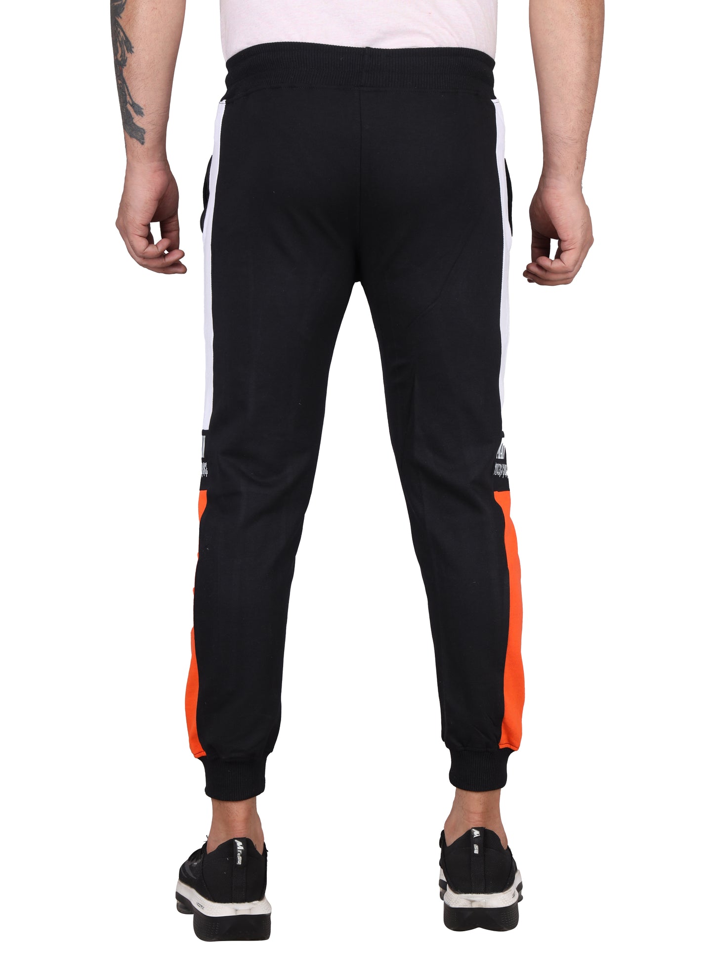 Biker's Garage Men's Black Joggers with Orange & White Side Panel – Joggers