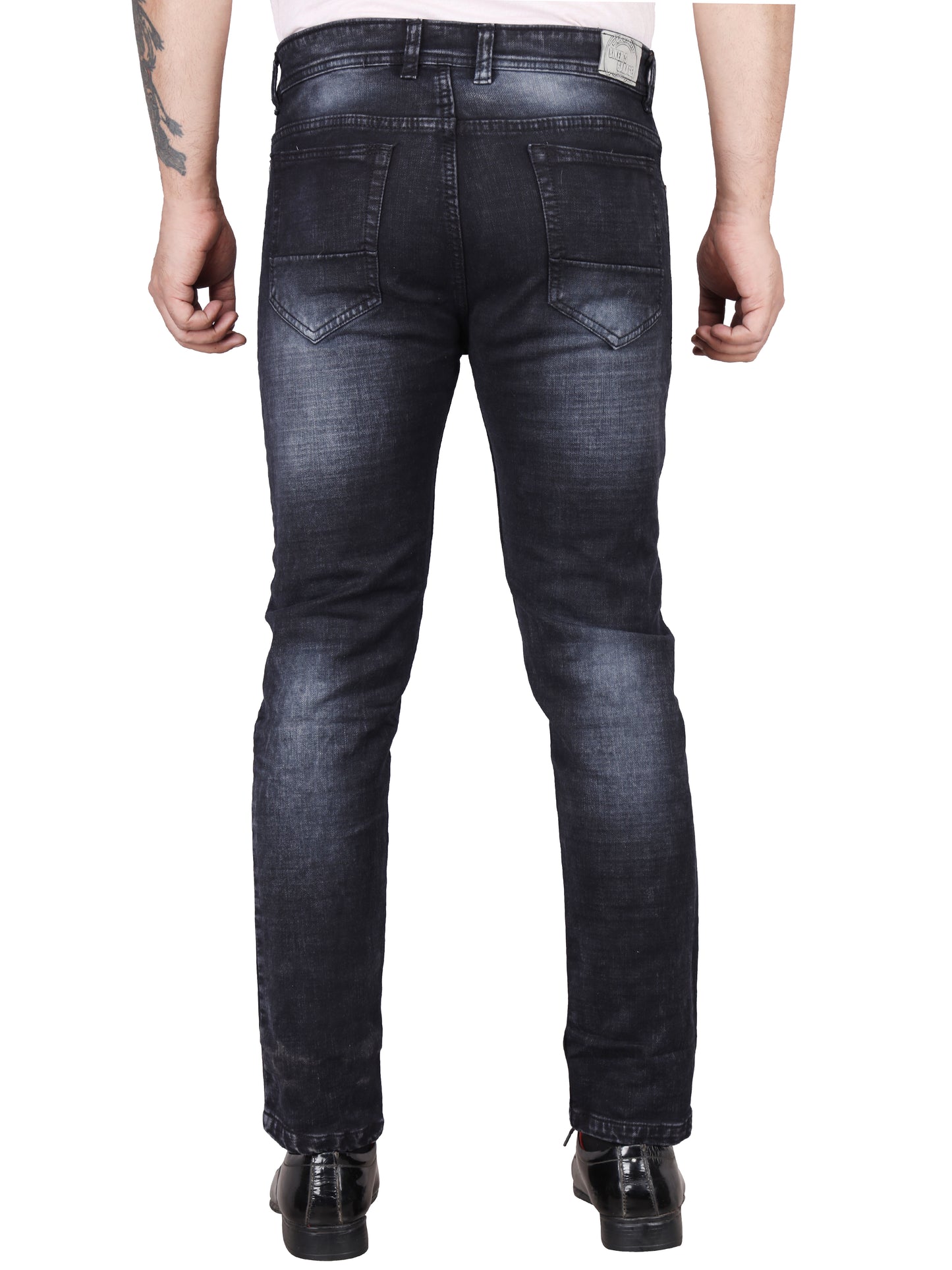 Biker's Garage Men Stone Washed Black Scratch Jeans