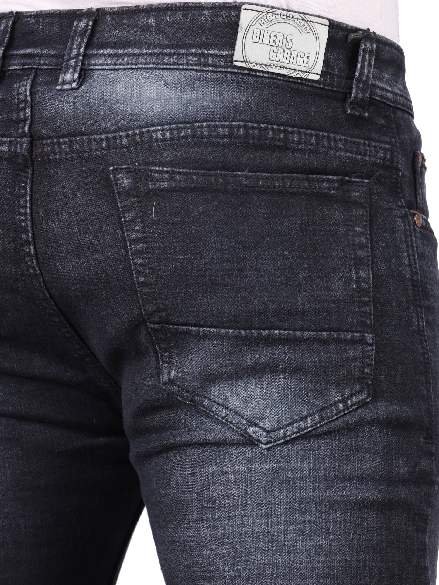Biker's Garage Men Stone Washed Black Scratch Jeans