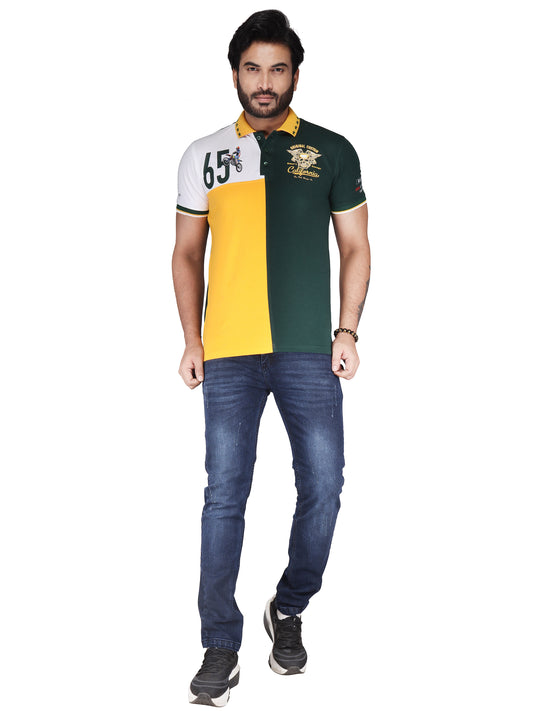 Biker's Garage Men's Multicolour Polo T-Shirt – Stylish Cotton Casual Tee