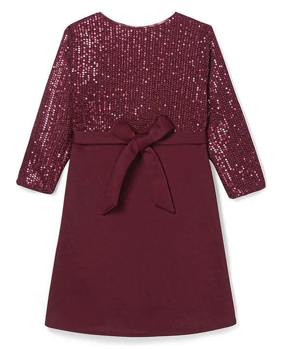 Crazy Fashion Sparkle Ruffle Maroon Dress