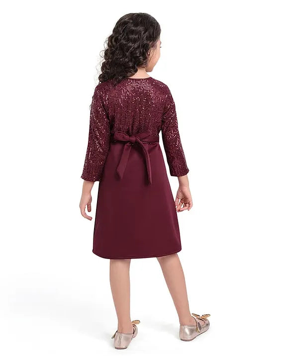 Crazy Fashion Sparkle Ruffle Maroon Dress