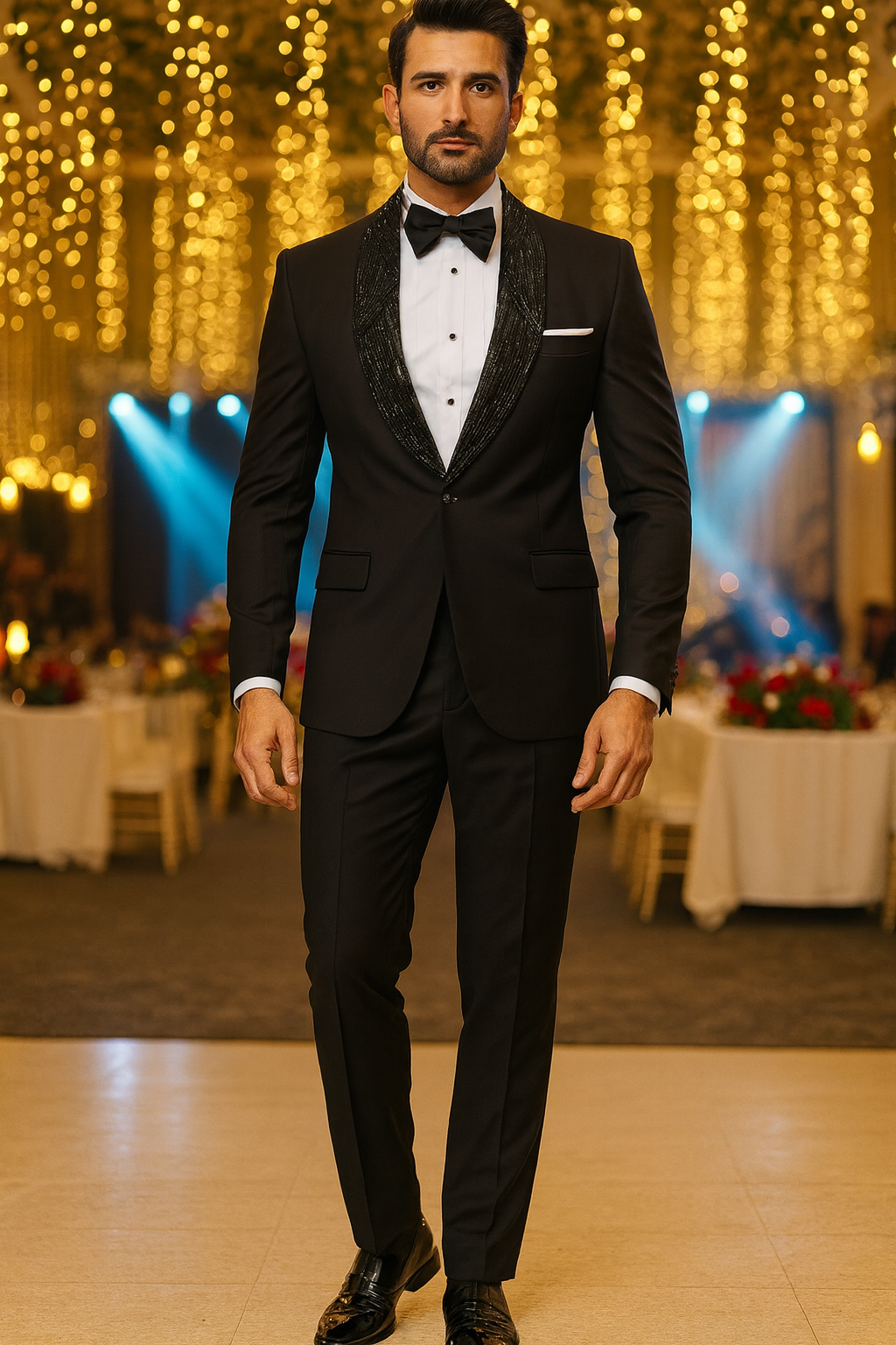 Black Luxury Sequin Lapel Tuxedo Suit for Men | Premium Wedding & Partywear Designer Suit Jacket