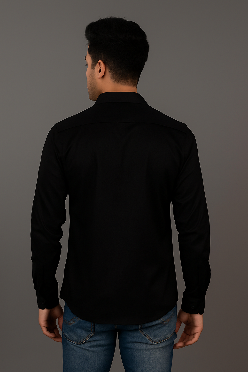 Mens Black Designer Shirt with Hand-Embellished Gold Sequin Pocket | Premium Partywear Western Shirt