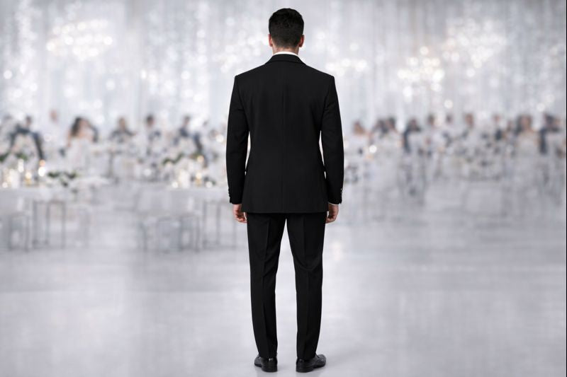 Black Luxury Three-Piece Tuxedo Suit for Men with Hand-Embellished Pattern Work | Premium Wedding & Partywear