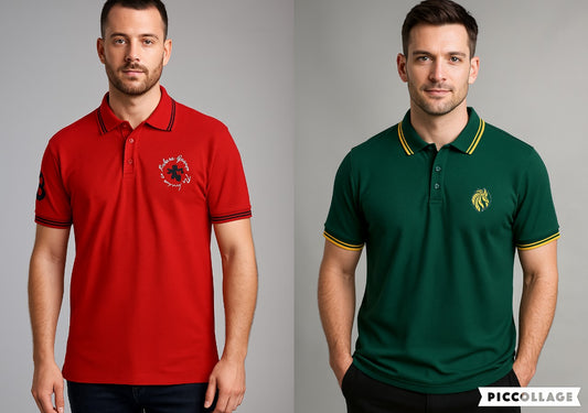 Men’s Polo T-Shirt Combo (Red & Bottle Green) – Premium Dual Pack