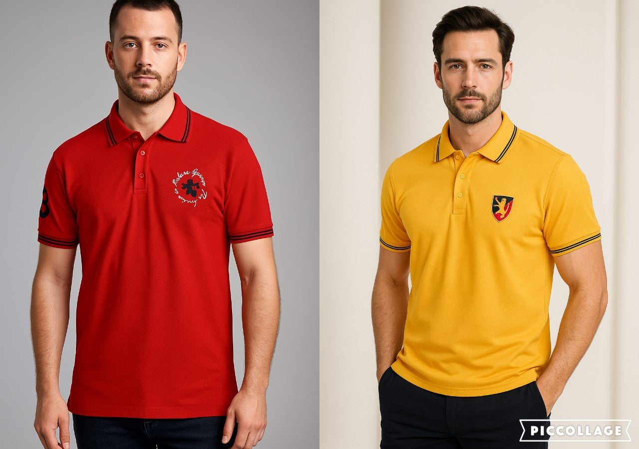 Men’s Polo T-Shirt Combo (Red & Mustard Yellow) – Premium Cotton Dual Pack