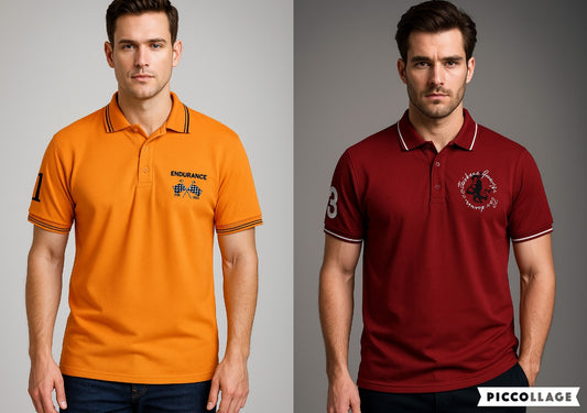 Men’s Premium Polo T-Shirt Combo (Maroon & Orange) – Stylish Dual Pack