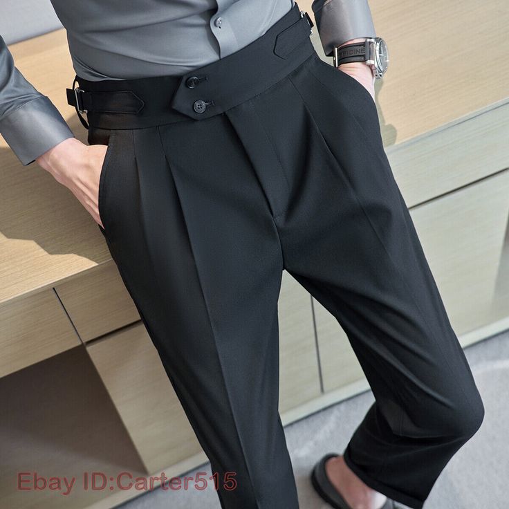Men’s Premium Gurkha Style High-Waist Formal Trousers | Double-Buckle Pleated Dress Pants for Office & Party