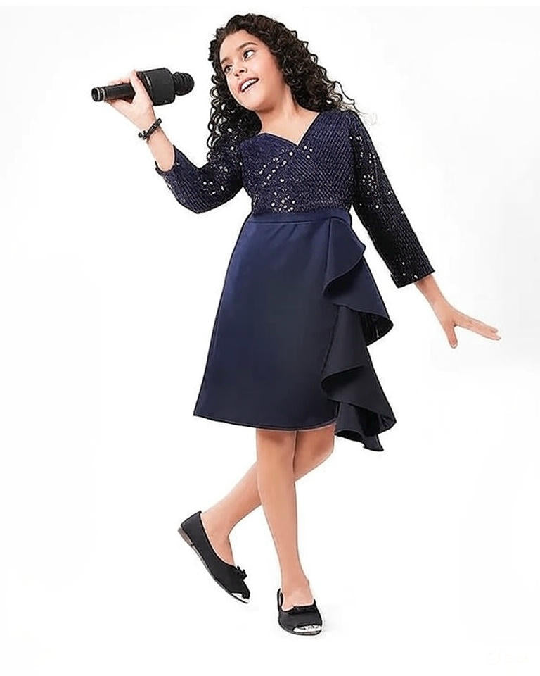 Crazy Fashion Sparkle Ruffle Blue Dress